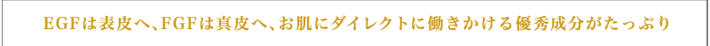 EGFは表皮へ、FGFは真皮へ、お肌にダイレクトに働きかける優秀成分がたっぷり