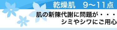 乾燥肌　9〜11点　肌の新陳代謝に問題が・・・　シミやシワにご用心