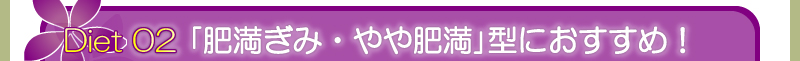 Diet ２ 「肥満ぎみ・やや肥満」型におすすめ！