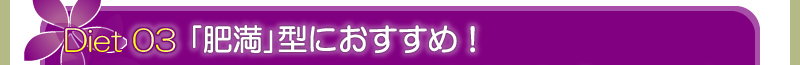 Diet 3 「肥満」型におすすめ！