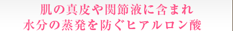 肌の真皮や関節液に含まれ水分の蒸発を防ぐヒアルロン酸