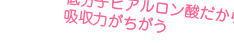 低分子ヒアルロン酸だから吸収力がちがう