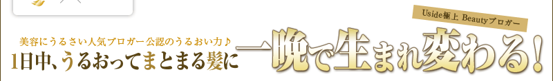  1日中、うるおってまとまる髪に一晩で生まれ変わる！