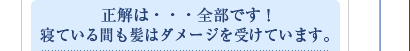 寝ている間も髪はダメージを受けています。