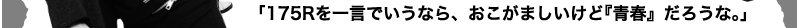 SHOGO「175Rを一言でいうなら、おこがましいけど『青春』だろうな。」