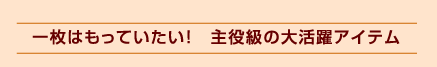 一枚はもっていたい！　主役級の大活躍アイテム