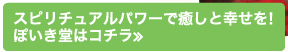 スピリチュアルパワーで癒しと幸せを！　ぽいき堂はコチラ≫