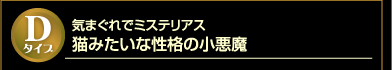 Dタイプ　気まぐれでミステリアス　猫みたいな性格の小悪魔