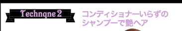 Technique2 コンディショナーいらずのシャンプーで艶ヘア