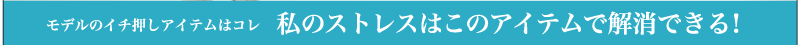 モデルのイチ押しアイテムはコレ  私のストレスはこのアイテムで解消できる！