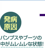 発病原因 パンプスやブーツの中がムレムレな状態！