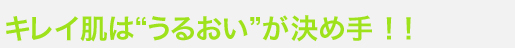 キレイ肌はうるおいが決め手!!