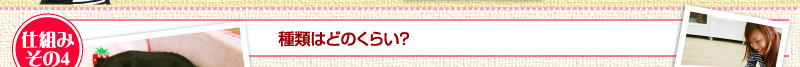 仕組みその4　種類はどのくらい？