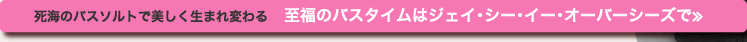 死海のバスソルトで美しく生まれ変わる　至福のバスタイムはジェイ・シー・イー・オーバーシーズで≫
