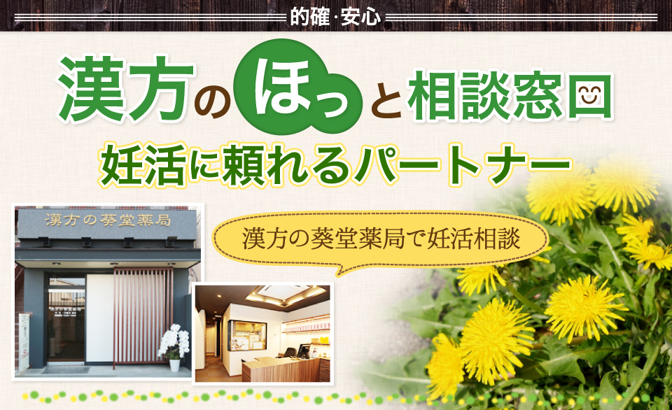 的確・安心。漢方のほっと相談窓口で妊活に頼れるパートナーを。漢方の葵堂薬局で妊活相談。